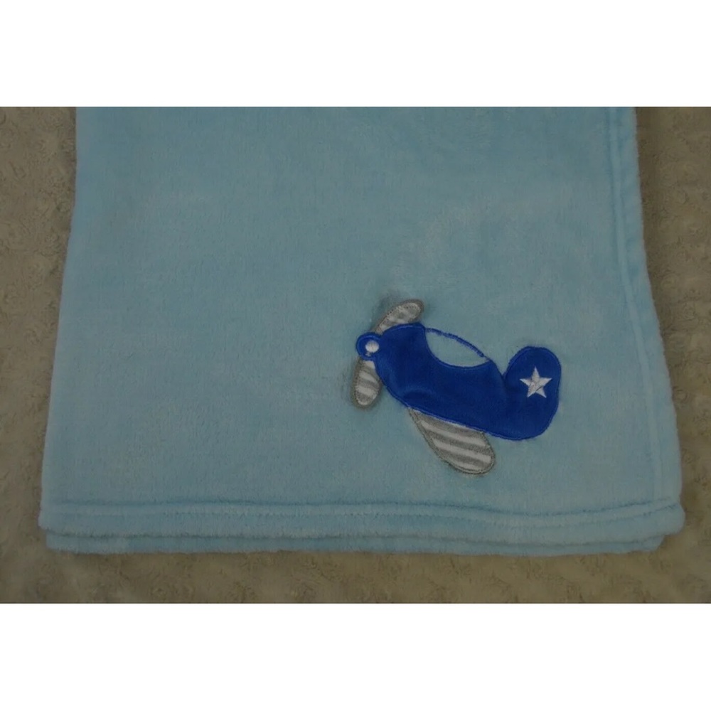Le Bebe Favorite Airplane Baby Blanket Blue White Gray Security Lovey Plane